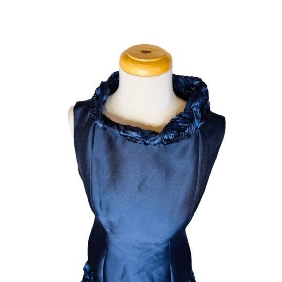 B Michael America Red Collection Dress Blue Rose Tafetta Satiny Size 4 - Picture 3 of 15